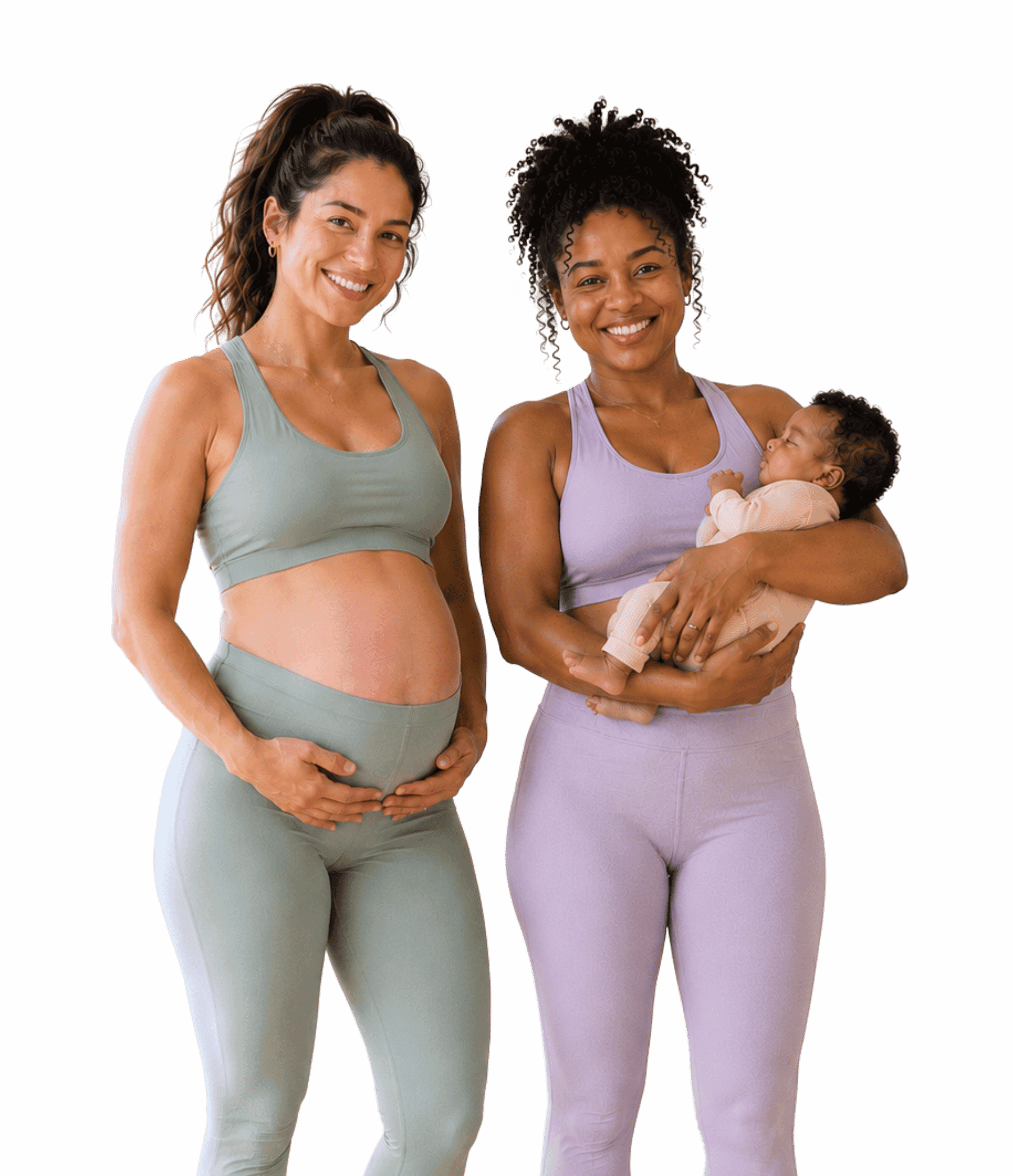 Pregnant and postpartum moms working out with FitMama